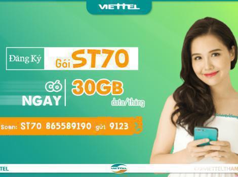 Gói cước 4G 70k Viettel nhận 30Gb data tốc độ cao
