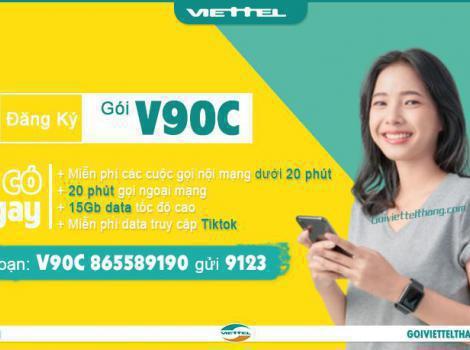 Gói V90C Viettel 90k có 15Gb + Free gọi nội mạng<20 phút