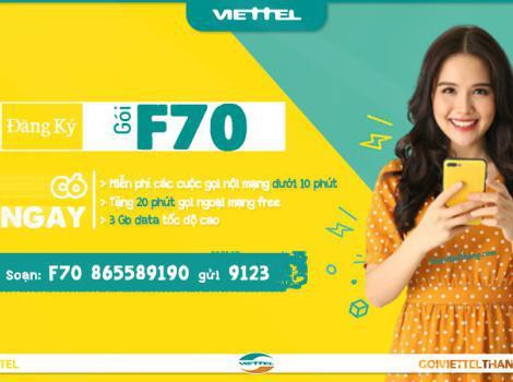Cách đăng ký gói F70 Viettel 70K có 3Gb + Free gọi 2022