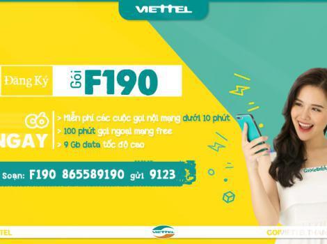 Cách đăng ký gói F190 Viettel 190k có 9Gb + Free gọi 2022