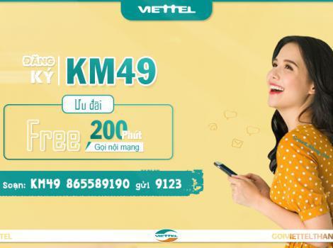 Cách đăng ký gói KM49 Viettel 49K có 200 phút gọi/30 ngày