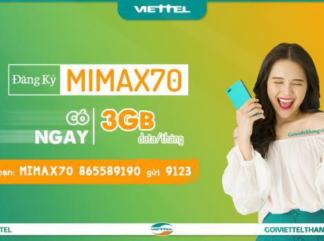 Cách đăng ký gói Mimax70 Viettel 70k có 3Gb data
