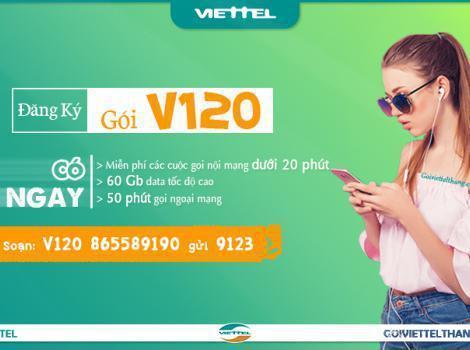 Cách đăng ký gói 3V120 Viettel có 180Gb + miễn phí gọi 3 tháng.