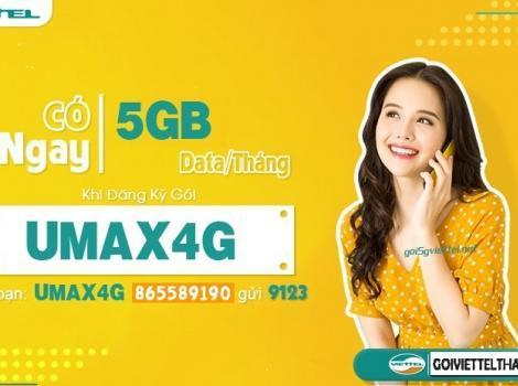 Đăng ký gói cước Umax50N Viettel 50k có 5Gb/ 30 ngày