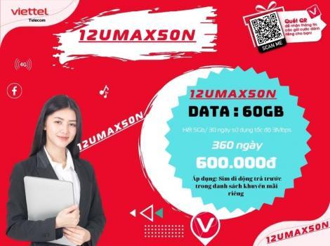 Các gói 4G Viettel 1 tháng 50k chu kỳ 12 tháng sử dụng cho di động 2023