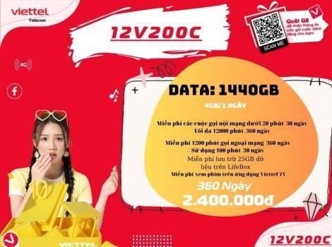 Gói 4G Viettel 1 tháng 200K chu kỳ 360 ngày sử dụng cho di động 2023