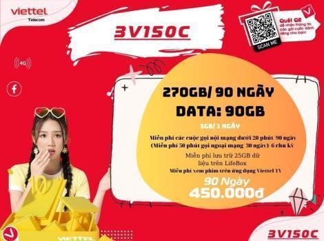 Gói cước 150k Viettel 3Gb/ngày chu kỳ 3 tháng ưu đãi cho di động 2024