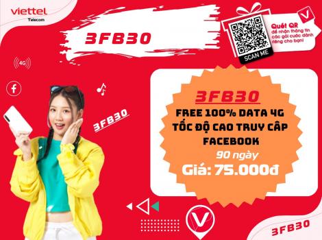 Cách gia hạn gói 3FB30 Viettel 75k Free 100% Data truy cập Facebook/ 90 ngày