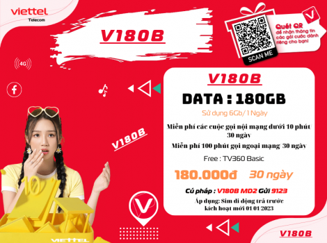 Đăng Ký Combo Viettel 180K 1 Tháng Cho Di Động 2024