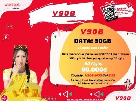 Đăng ký gói V90B Viettel sử dụng theo 1 tháng 2024
