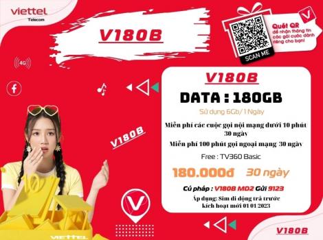 Đăng ký gói V180B Viettel sử dụng theo 1 tháng 2024