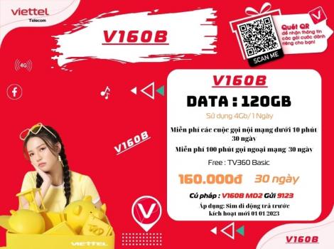 Đăng ký gói V160B Viettel sử dụng theo 1 tháng 2024