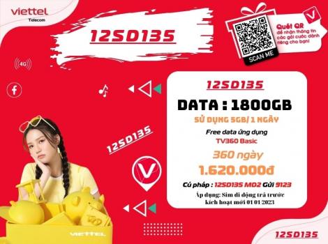 Đăng ký SD135 Viettel sử dụng 12 tháng 5Gb 1 ngày 2024