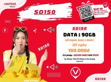 Đăng ký gói SD150 Viettel sử dụng 1 tháng 3Gb 1 Ngày 2024