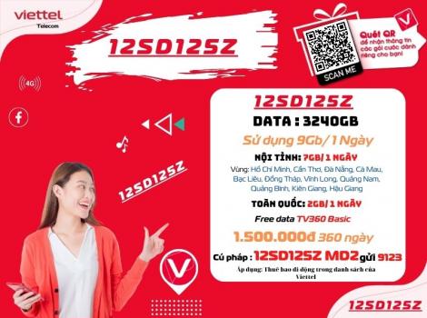 Đăng ký SD125Z Viettel sử dụng 12 tháng 9Gb 1 ngày 2024