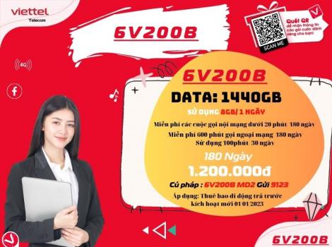 Đăng ký V200B Viettel sử dụng 6 tháng 8Gb 1 ngày 2024