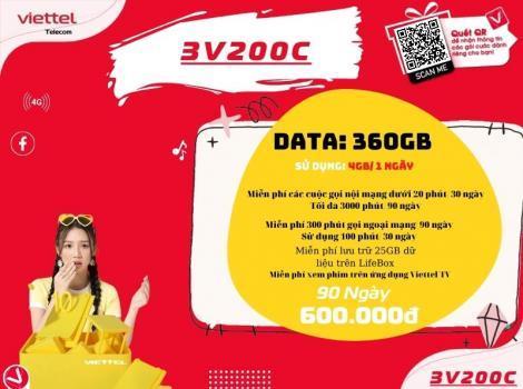 Đăng ký V200C Viettel sử dụng 3 tháng 4Gb 1 ngày 2024