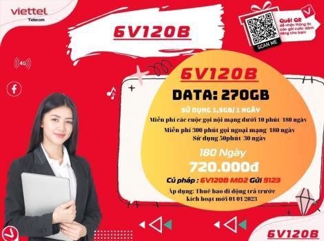 Cách đăng ký gói V120B 6 Tháng của Viettel 