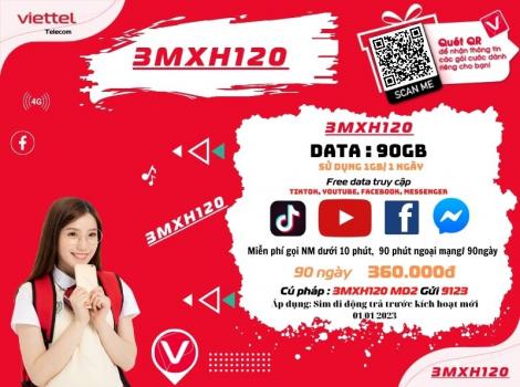 Đăng ký MXH120 Viettel Sử Dụng 3 Tháng Bất Tử Data 2024
