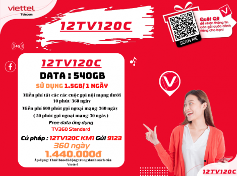 Đăng ký gói cước Viettel sử dụng 12 tháng 2025