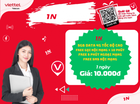 Gói 10k Viettel Ưu Đãi 5Gb/ ngày Và Miễn Phí Gọi