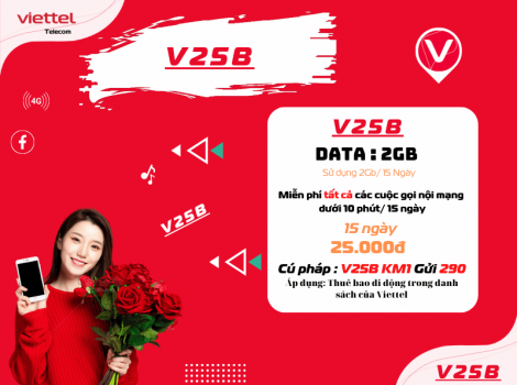 Gói 25K của Viettel Sử dụng trong 15 ngày Ưu đãi Data và Gọi