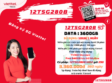 Gói 12 tháng Viettel ưu đãi 10Gb/ ngày đăng ký được