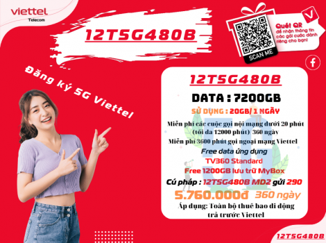 Gói 12 tháng Viettel ưu đãi 20Gb/ ngày đăng ký được