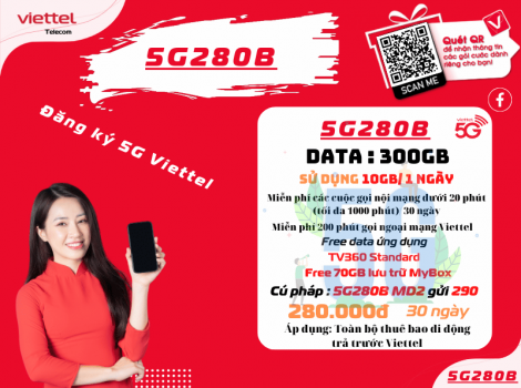 Gói 280k trả trước của Viettel tất cả thuê bao đăng ký được