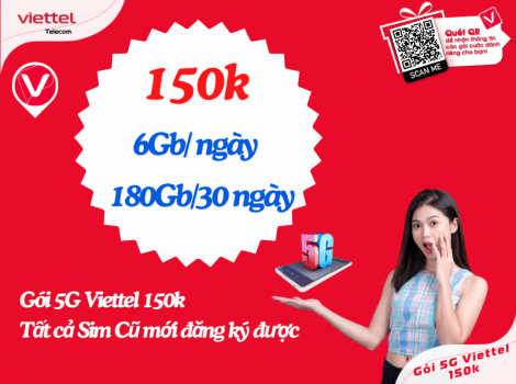 Gói 5G Viettel 150K - Tất cả Sim Viettel Đăng Ký Được