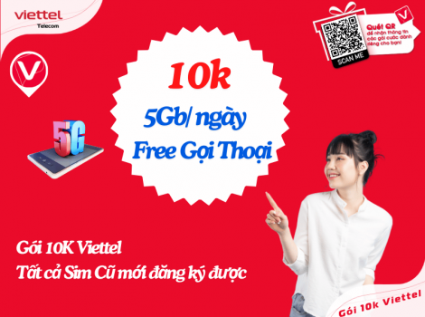 Gói 5G Viettel 10K Tất cả Sim Cũ Mới Đăng Ký Được