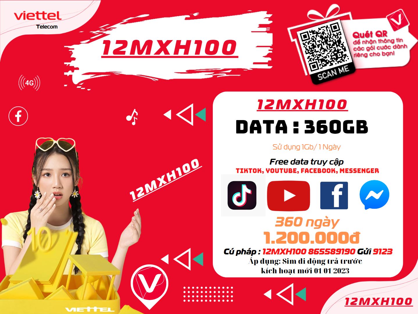 Gói 12MXH100 Viettel