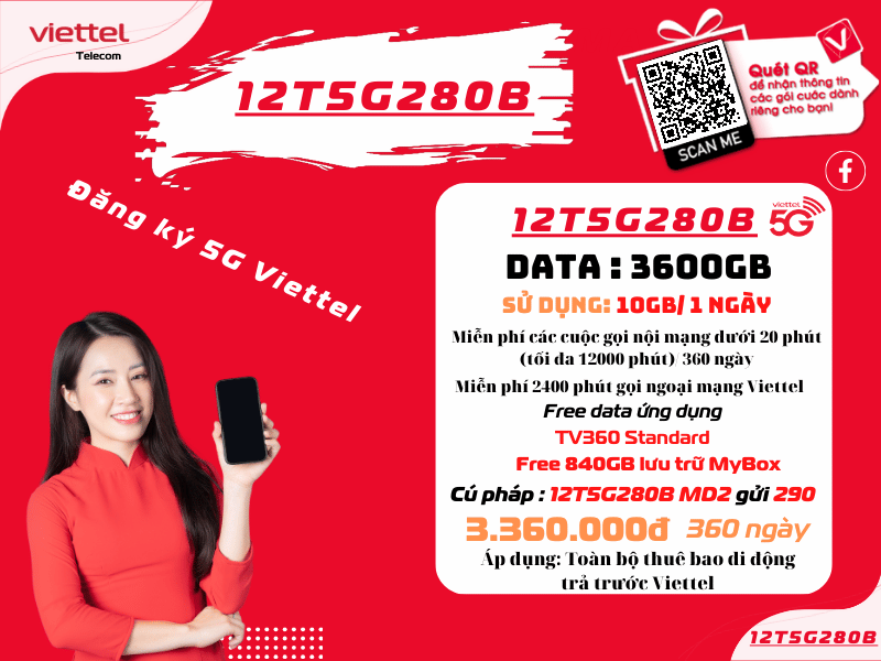 Gói 12 tháng Viettel 10Gb/ ngày
