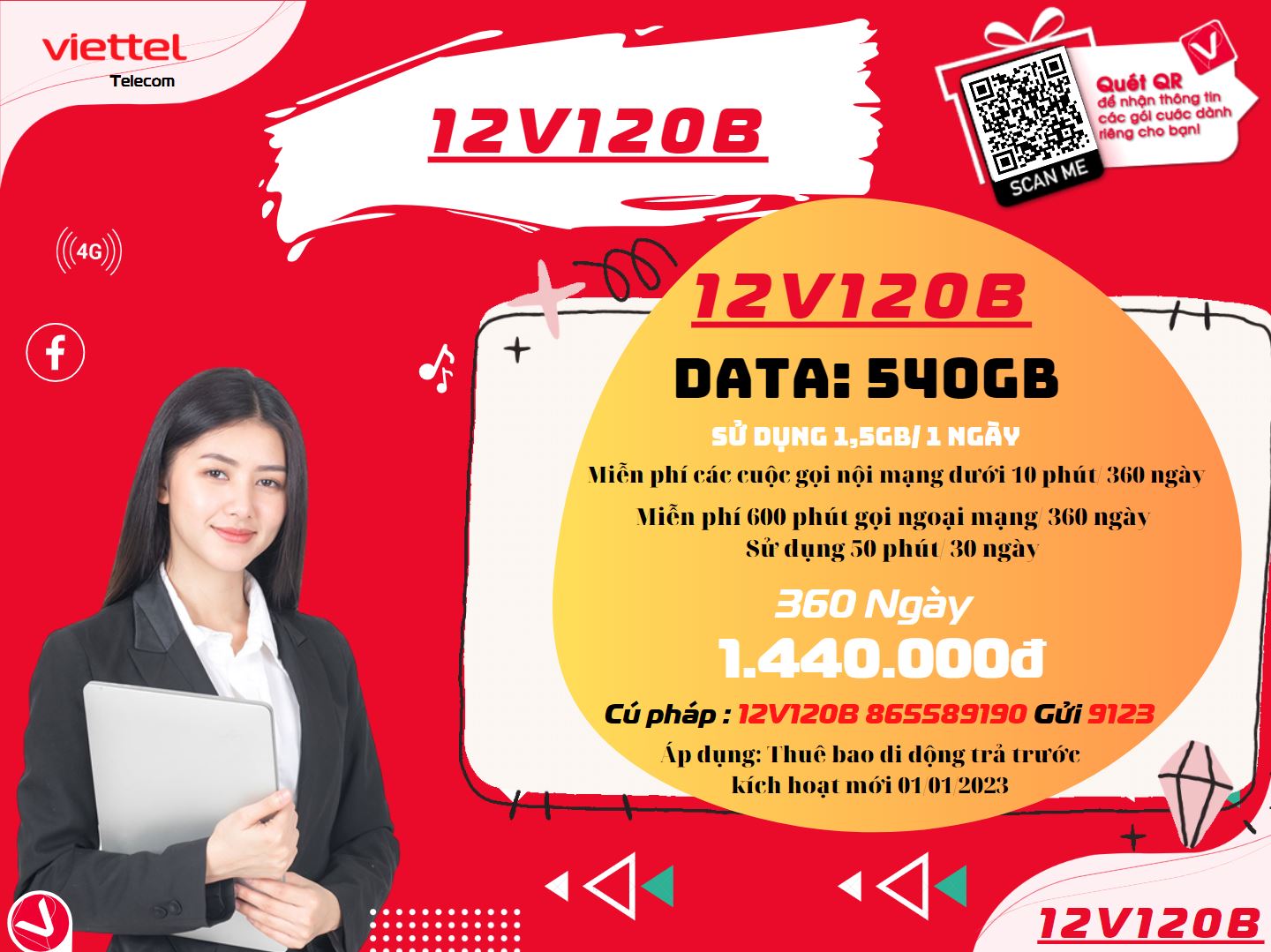Gói 12V120B Viettel