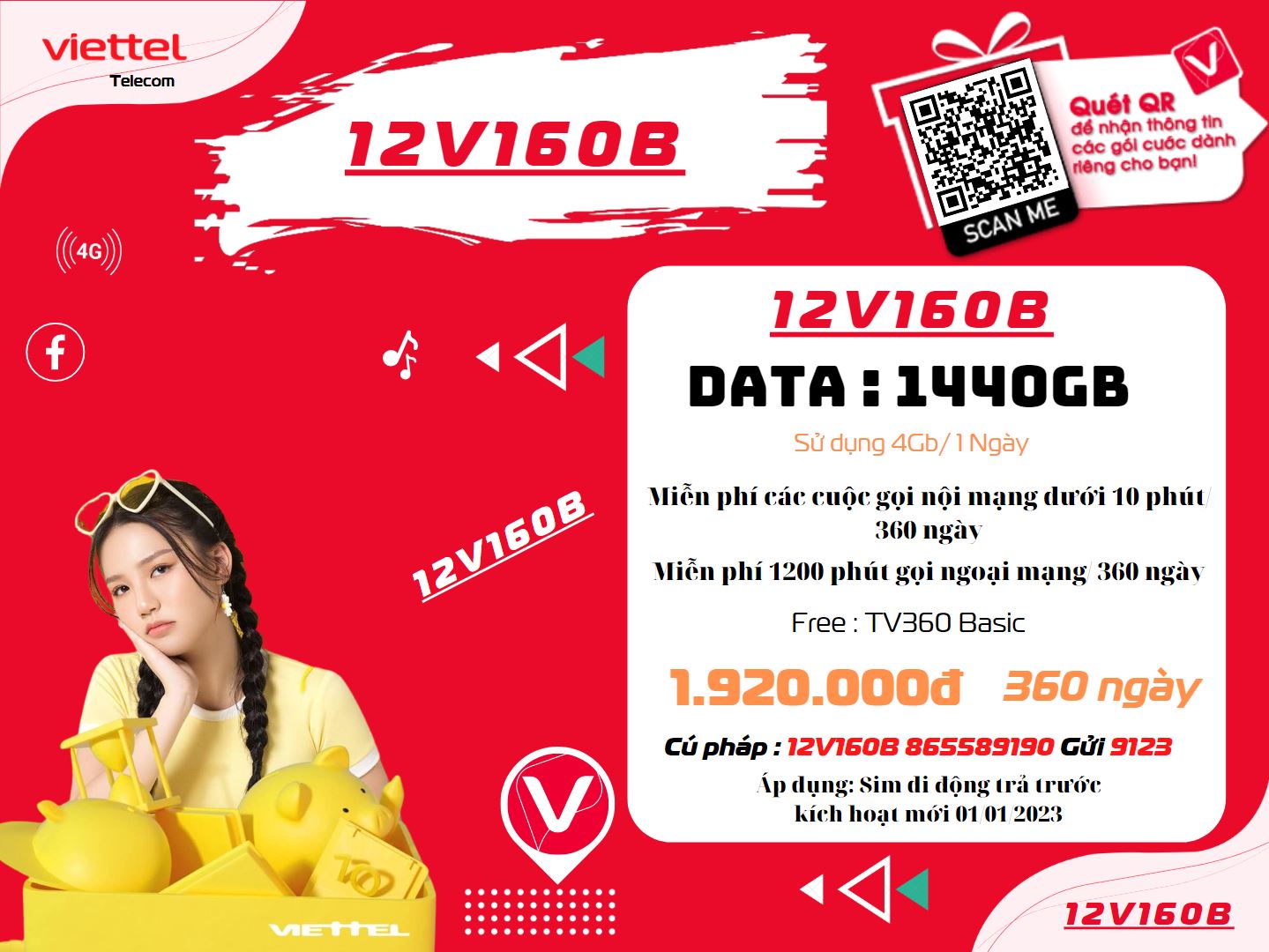 Gói 12V160B Viettel