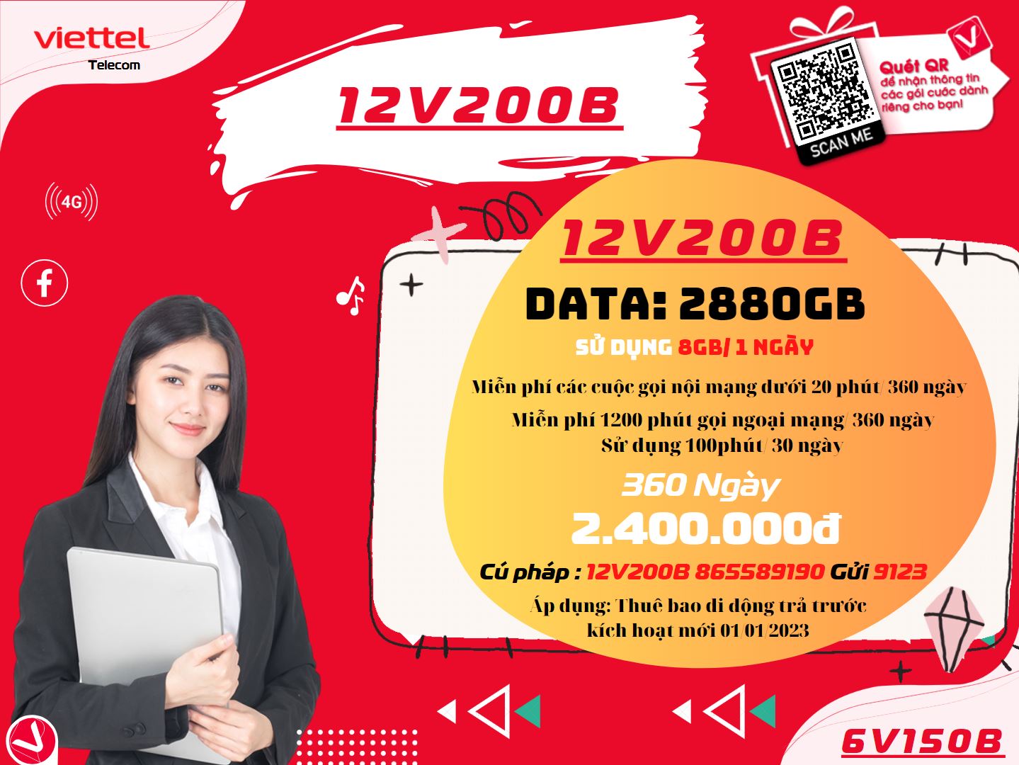Gói 12V200B Viettel