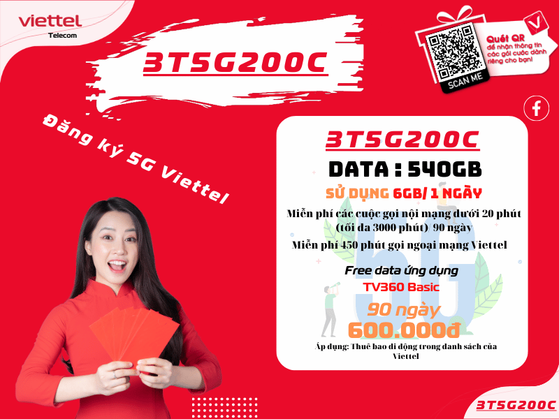 Gói 3T5G200C Viettel