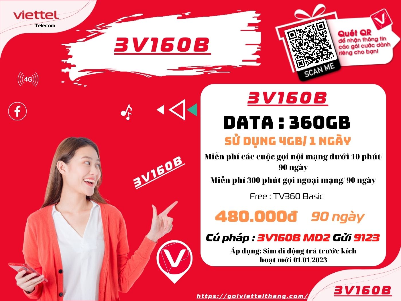 Gói 3V160B Viettel