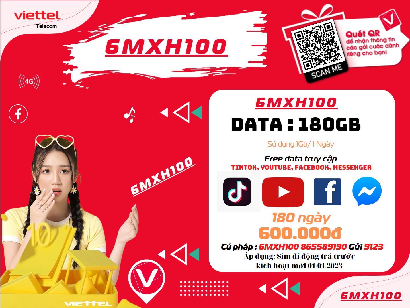 Gói 6MXH100 Viettel