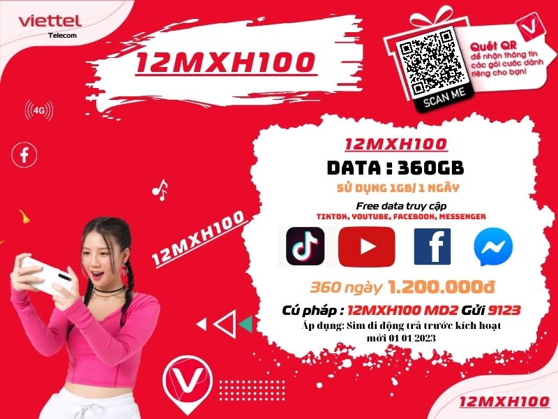 Gói 12MXH100 Viettel