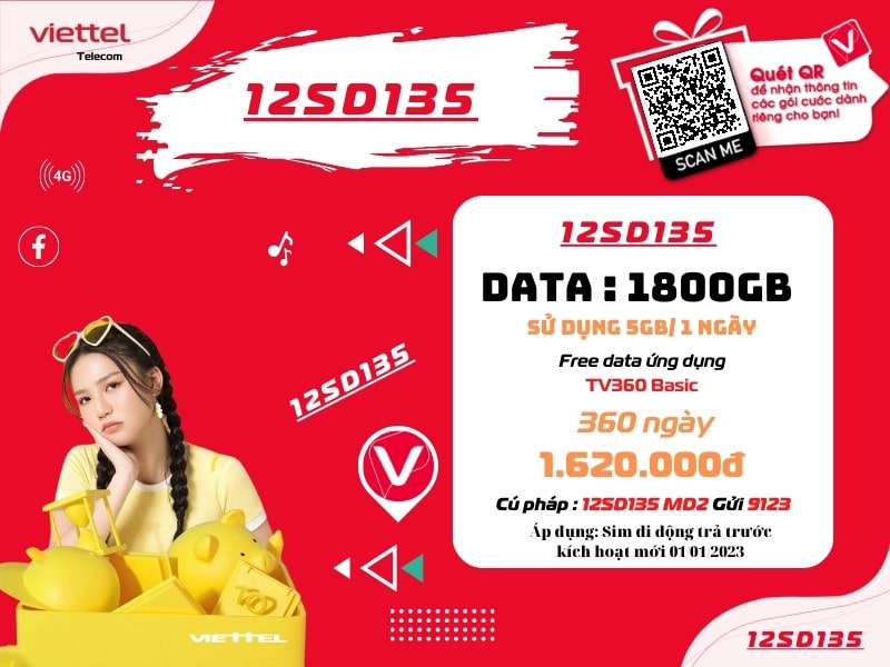 Đăng ký gói SD135 Viettel sử dụng 12 tháng