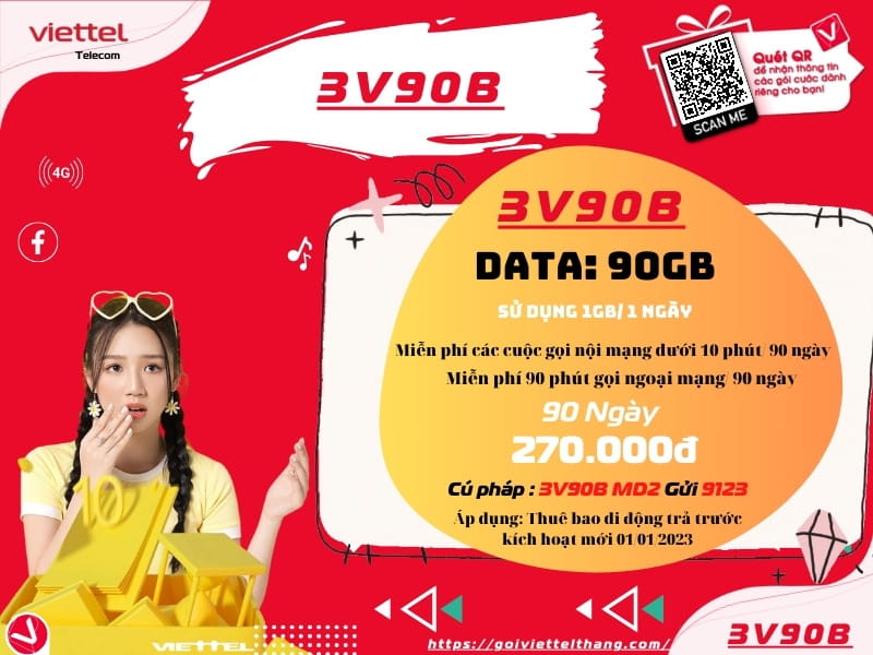 Đăng ký v90b viettel sử dụng 3 tháng