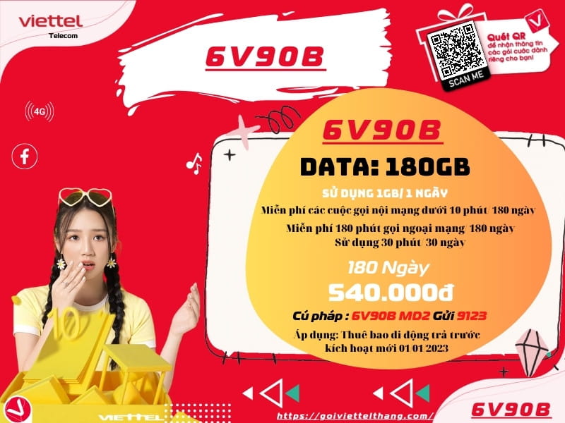 Đăng ký gói V90B Viettel sử dụng 6 tháng