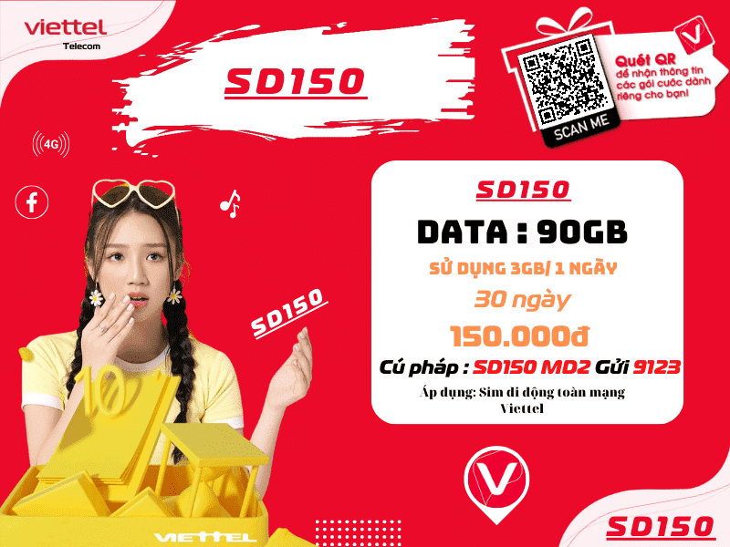 Mỗi tháng 150k nên đăng ký gói Viettel nào
