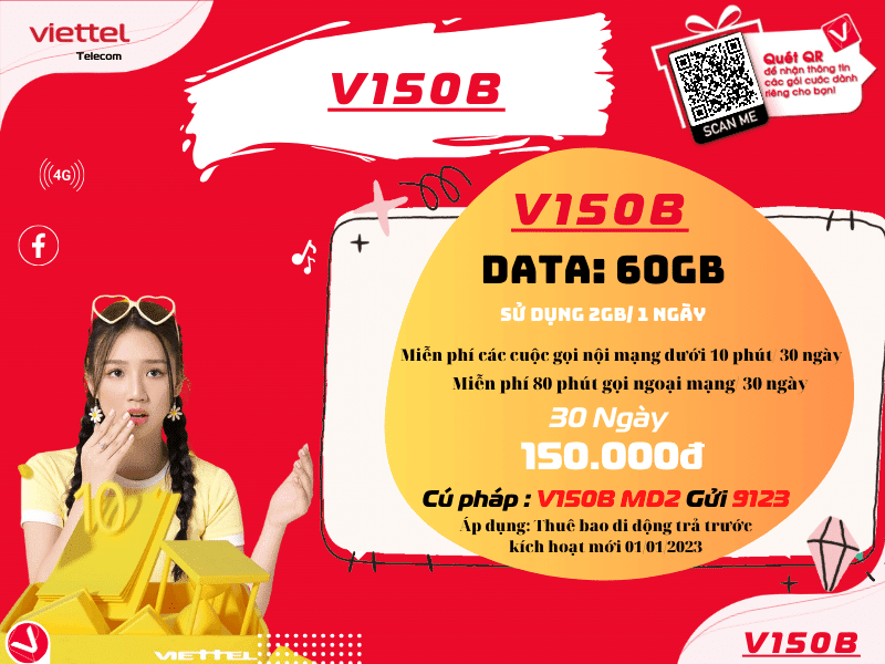Gói cước gọi mỗi tháng 150k của Viettel