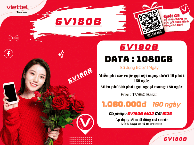 gói cước gọi 180k 1 tháng Viettel