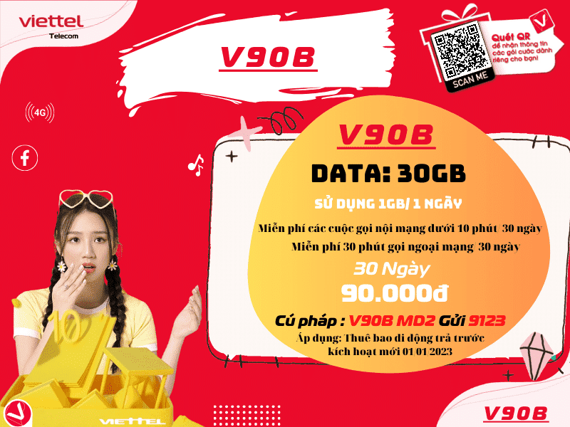 Gói combo gọi và data Viettel 90k 1 tháng