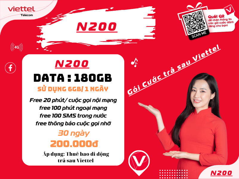 Gói cước trả sau N200 của Viettel