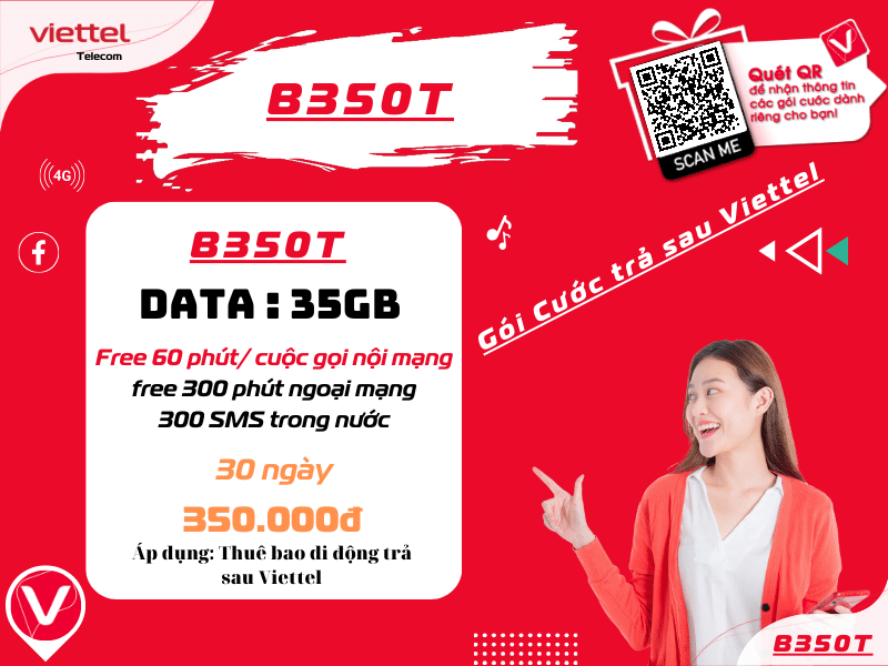 Gói cước trả sau B350T của Viettel