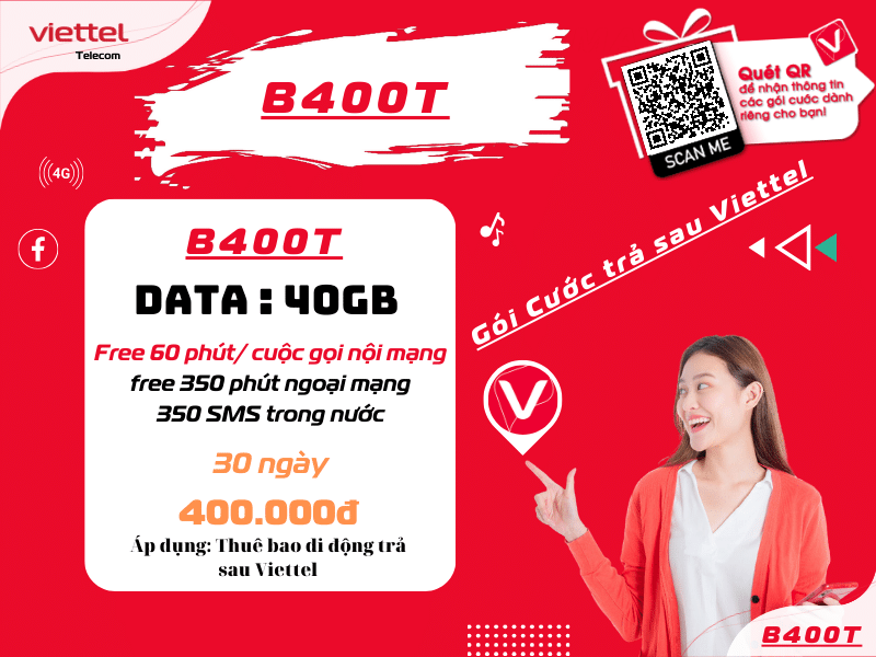 Gói cước trả sau B400T của Viettel